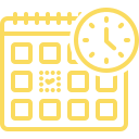 Calendar icon with a clock indicating scheduled event or planning